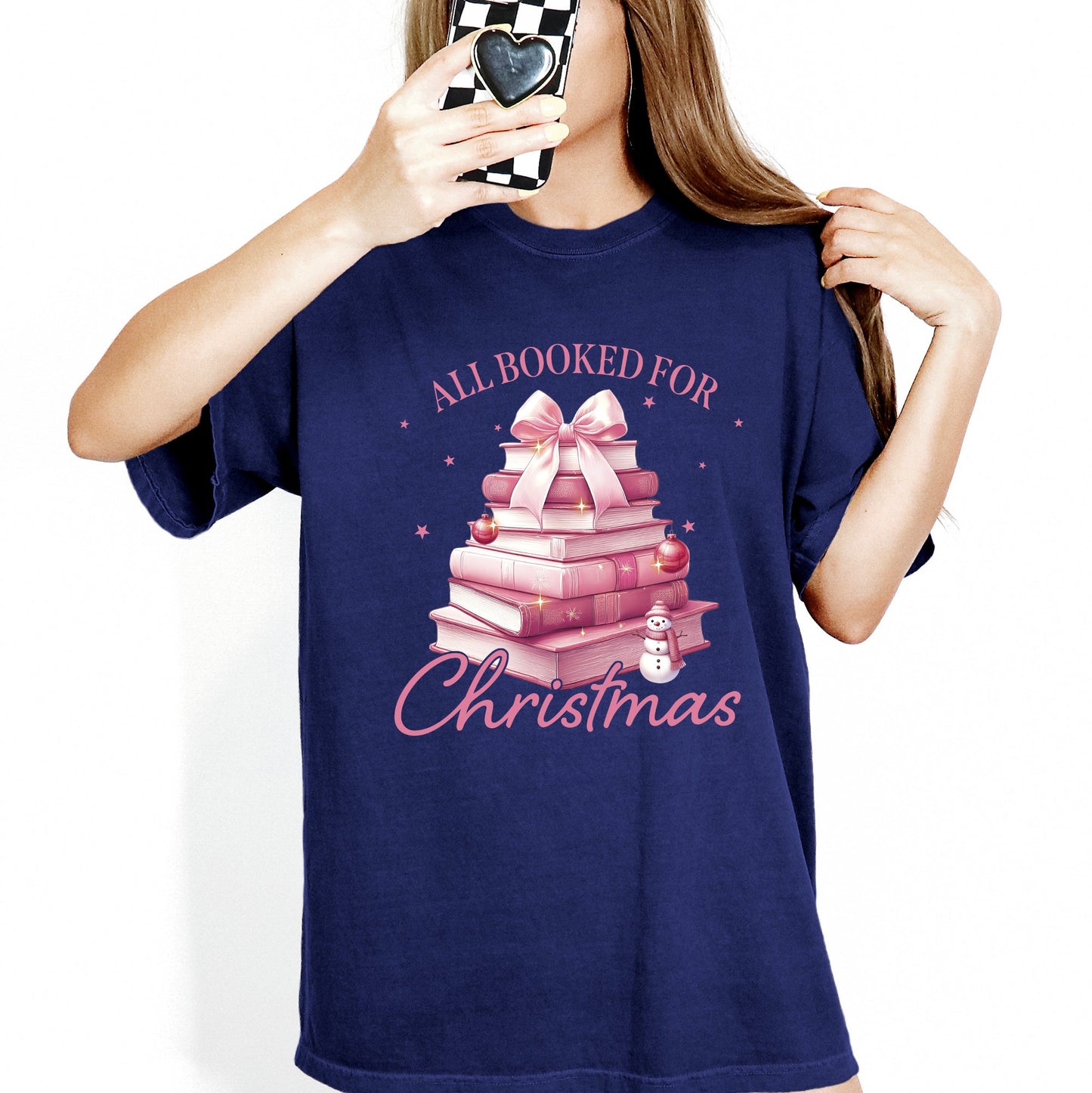All Booked For Christmas, Coquette, Reading, Teacher, Winter, Santa, Xmas Tshirt Comfort Colors T-Shirt