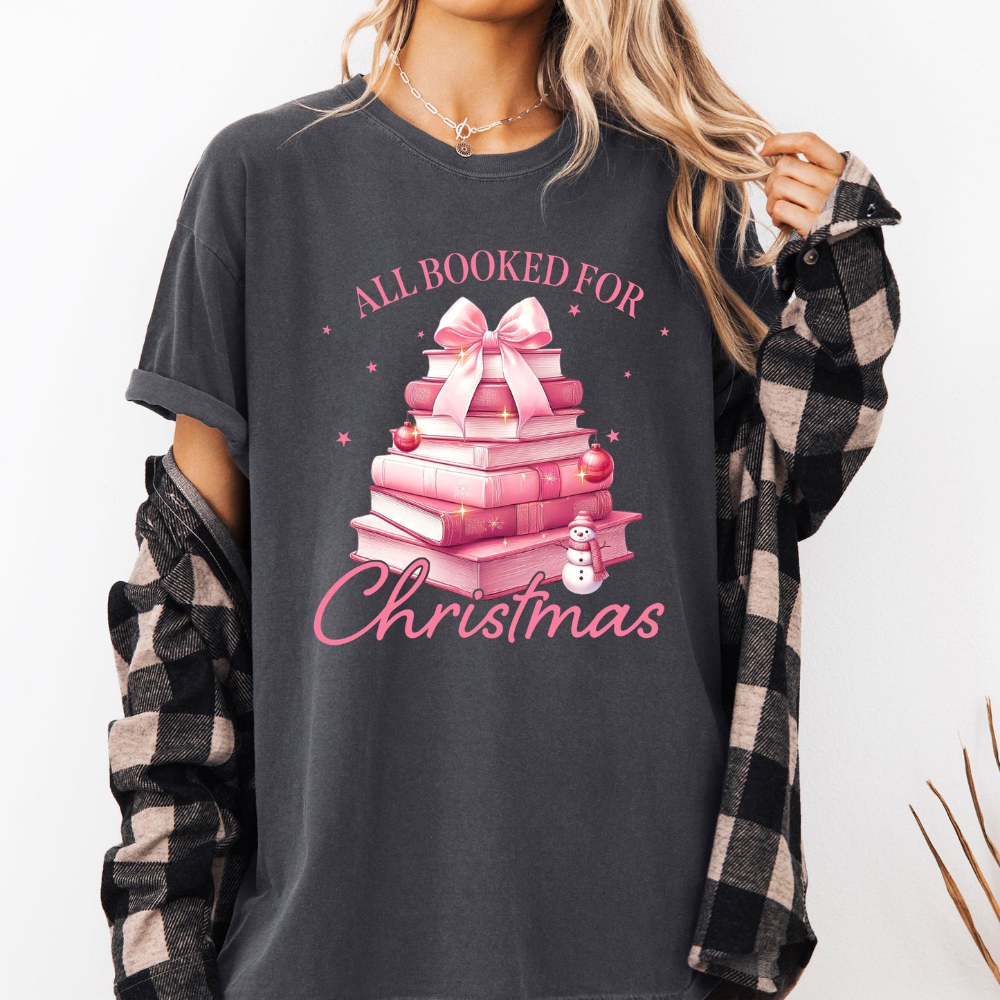 All Booked For Christmas, Coquette, Reading, Teacher, Winter, Santa, Xmas Tshirt Comfort Colors T-Shirt