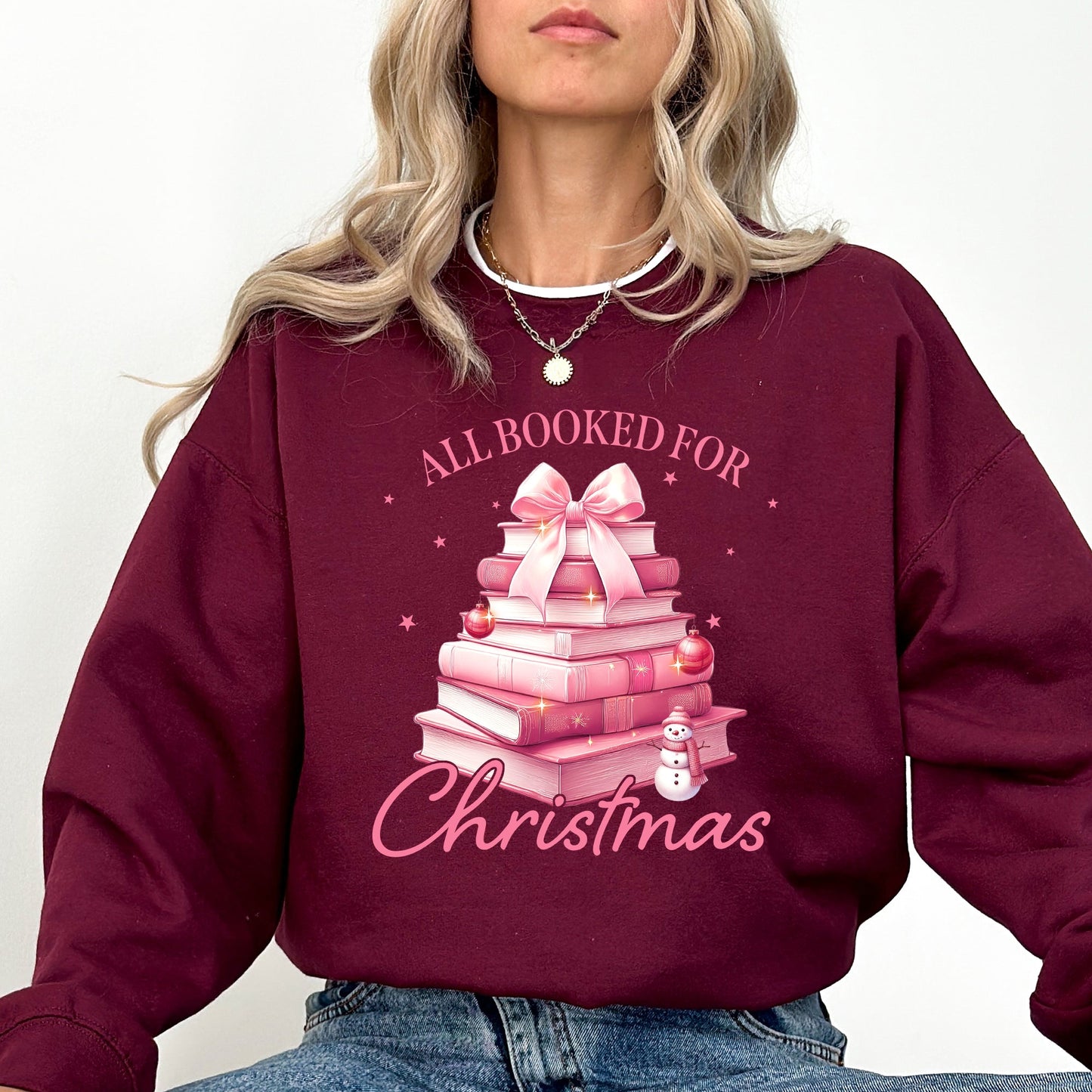 All Booked For Christmas, Coquette, Reading, Teacher, Winter, Santa, Xmas Sweatshirt