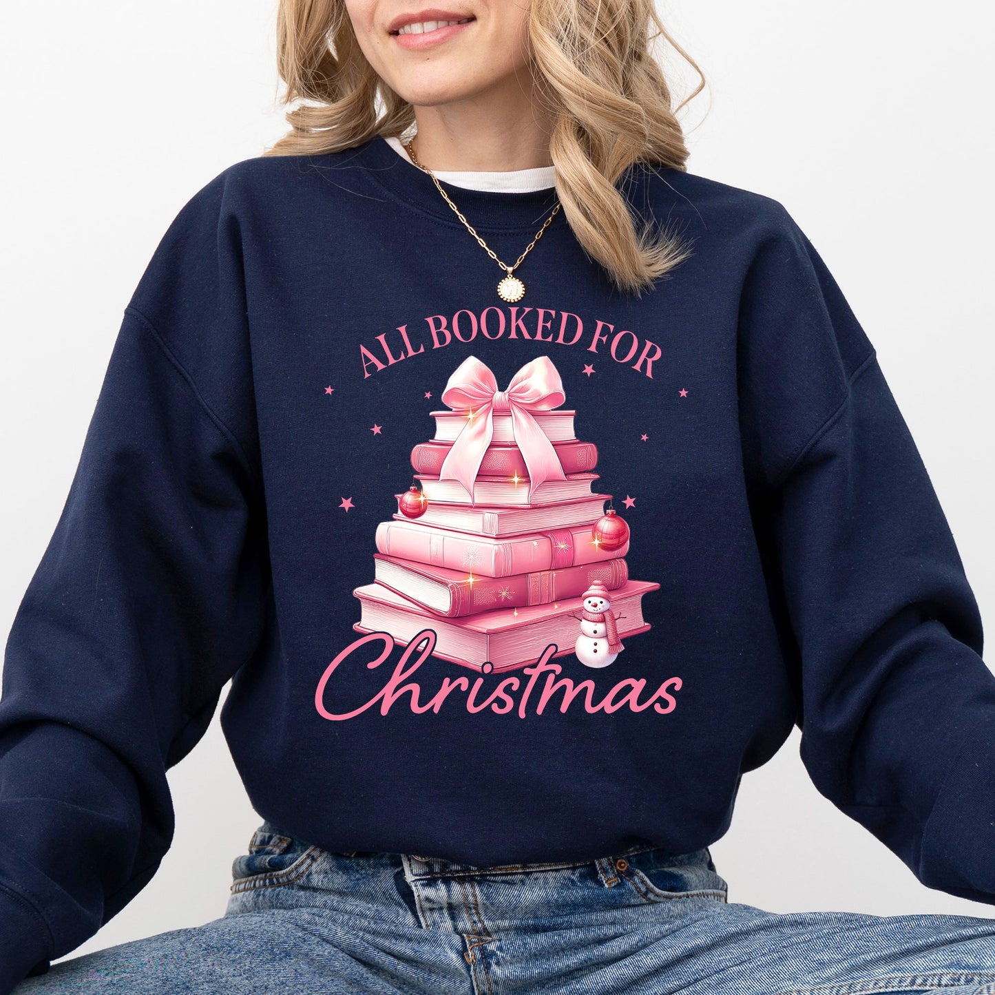 All Booked For Christmas, Coquette, Reading, Teacher, Winter, Santa, Xmas Sweatshirt
