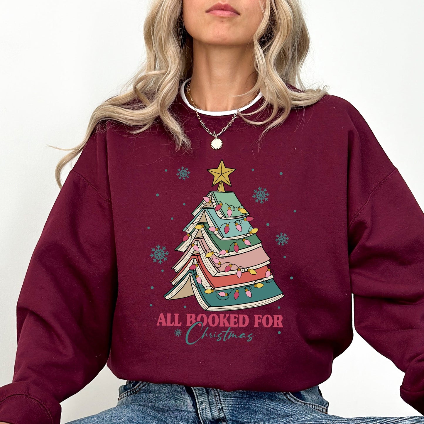 All Booked For Christmas, Reading, Teacher, Winter, Santa, Xmas Sweatshirt