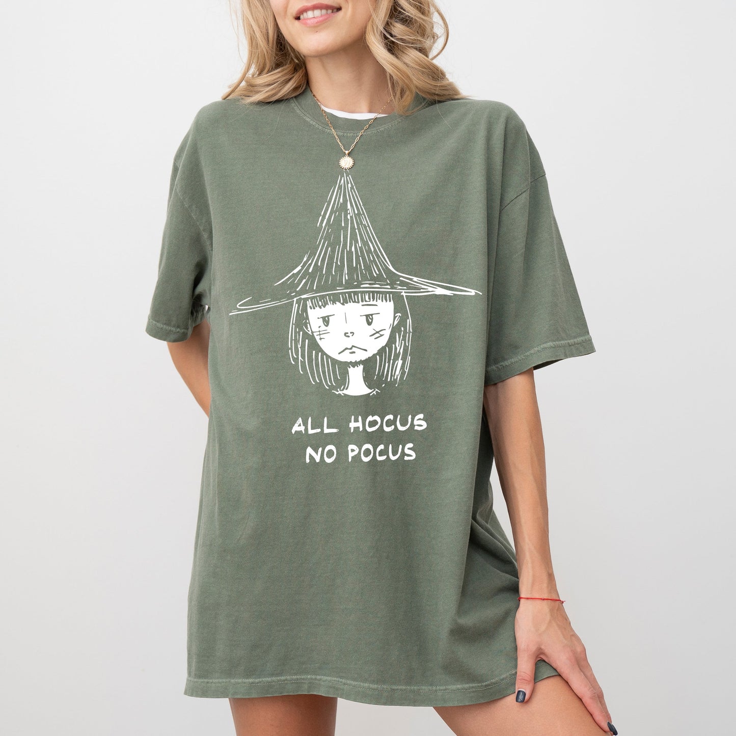 All Hocus No Pocus, Witch, Aesthetic, Funny, Meme, Halloween, Spooky, Costume, Skeleton Tshirt Comfort Colors T-Shirt