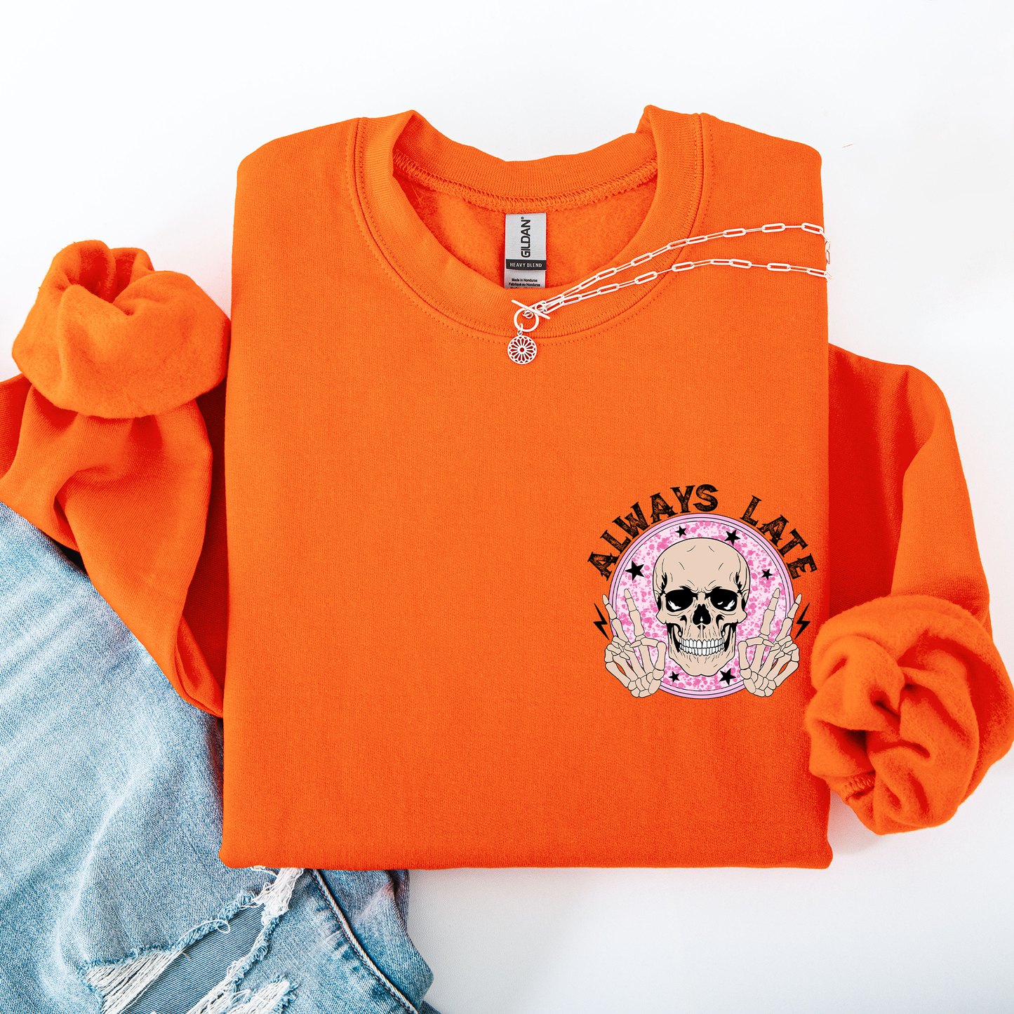 Always Late, Skeleton, Mood, Vibe, Pocket Sweatshirt
