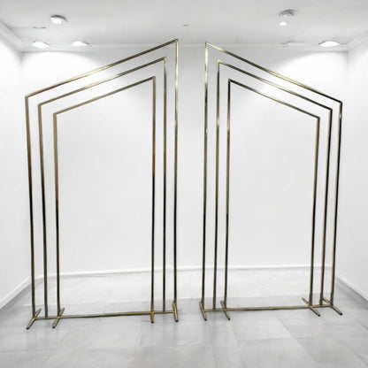 Angled Wedding Arch - Shiny Gold Backdrop Set For Decor