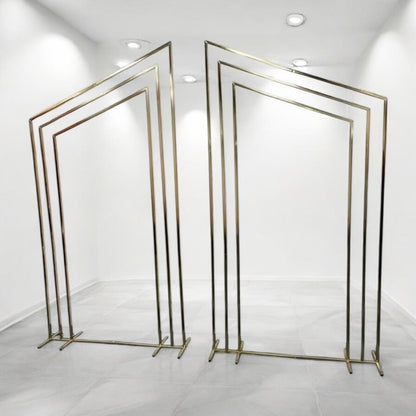 Angled Wedding Arch - Shiny Gold Backdrop Set For Decor