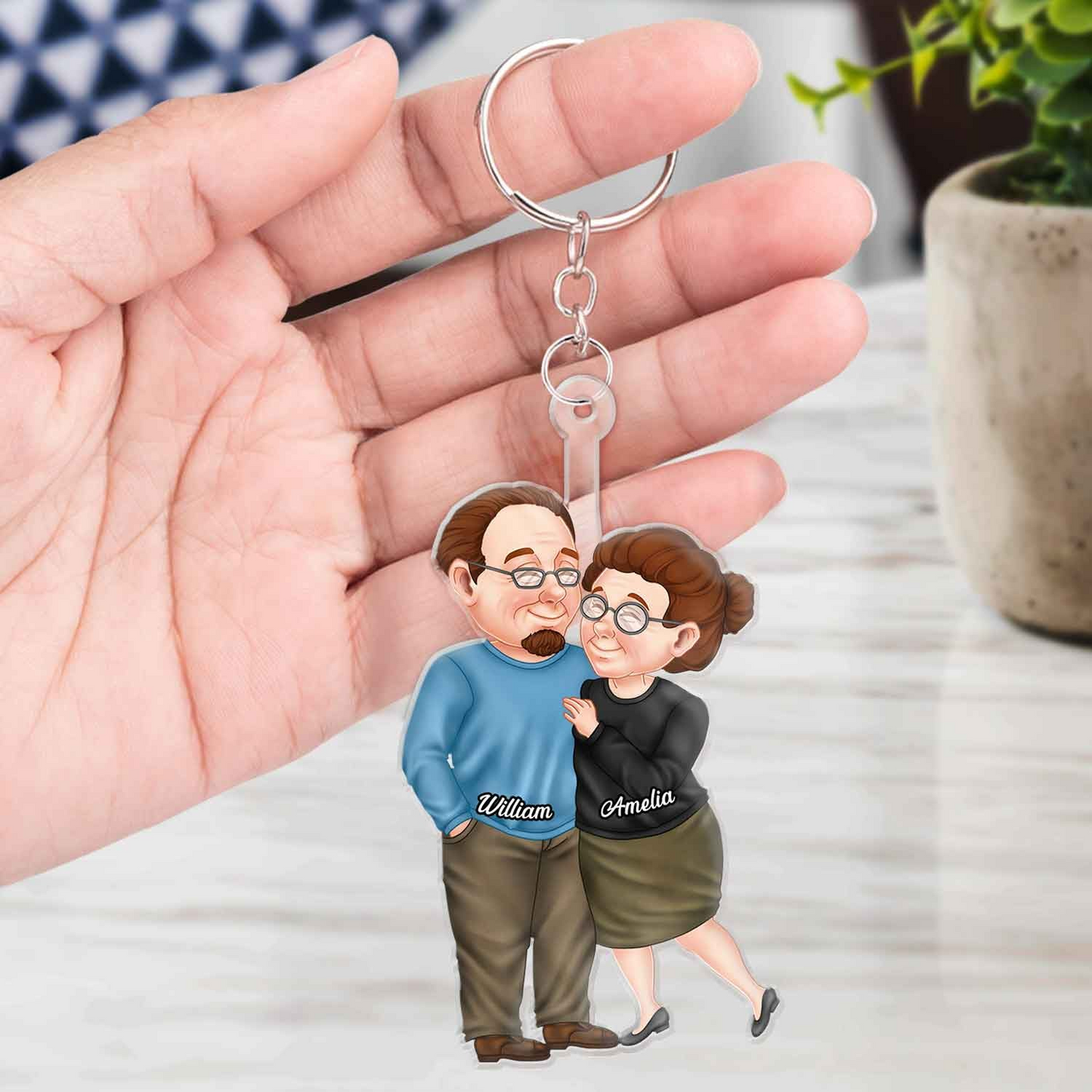 Arm In Arm Couple Personalized Acrylic Keychain - Gift For Her/Him, Husband/Wife, Couples on Anniversary, Valentine's Day