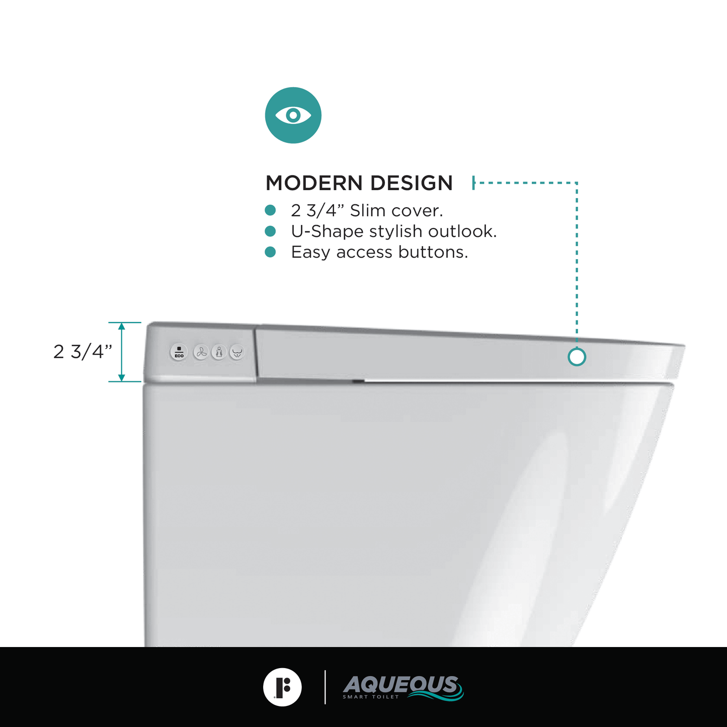 Fine Fixtures SWT1W Aqueous™ Smart Wall-Hung Toilet & Bidet Seat