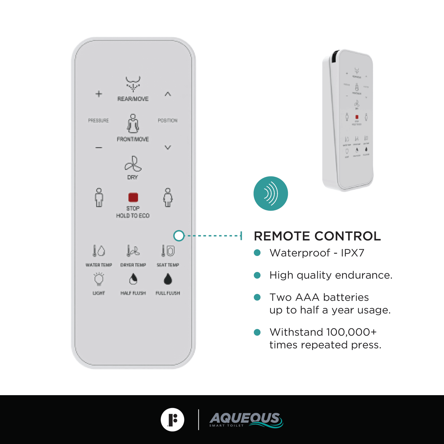 Fine Fixtures SWT1W Aqueous™ Smart Wall-Hung Toilet & Bidet Seat