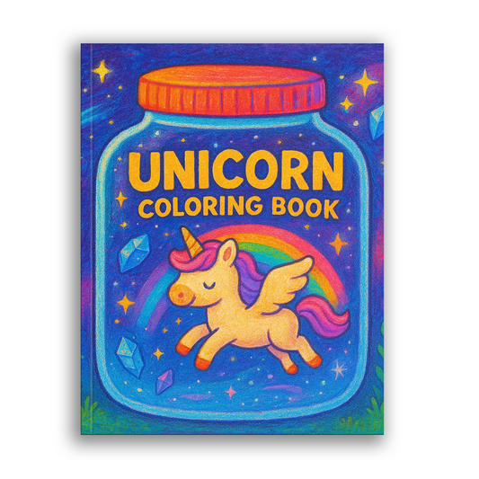 Kawaii Unicorn Coloring Book – Cute Magical Creatures in Glass Jars