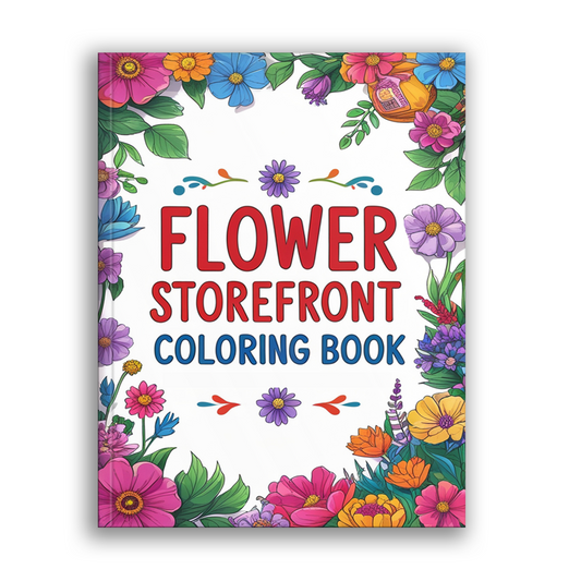 Flower Storefront Coloring Book - Hand Drawn Florist Shops for Relaxing Coloring