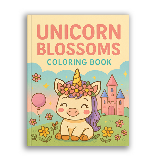 Unicorn Blossoms Coloring Book A Whimsical World of Cute Unicorns, Flowers, and Butterflies