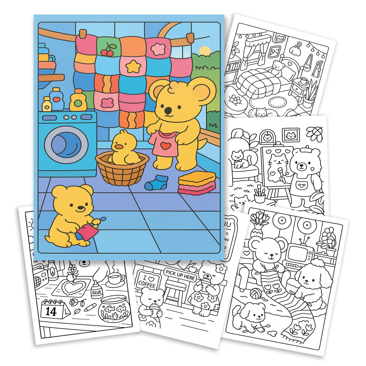 Cozy Bear Days – A Kawaii Coloring Adventure | 48 Adorable Cozy Bear-Themed Pages for Relaxation & Fun