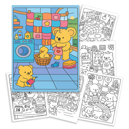 Cozy Bear Days – A Kawaii Coloring Adventure | 48 Adorable Cozy Bear-Themed Pages for Relaxation & Fun
