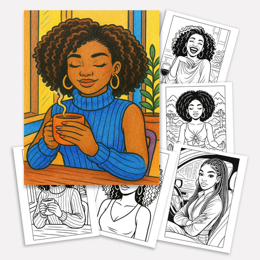 Confident Beauty Black Women Coloring Pages – 48 Pages – Bold, Empowering, Self-Love Portraits – For Adults
