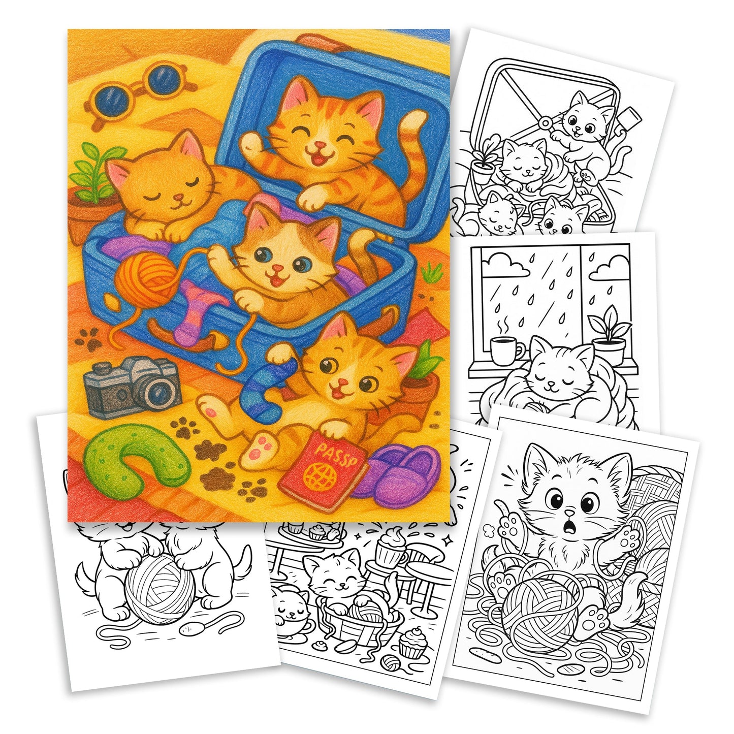 Cat Life - A Funny and Relaxing Coloring Book