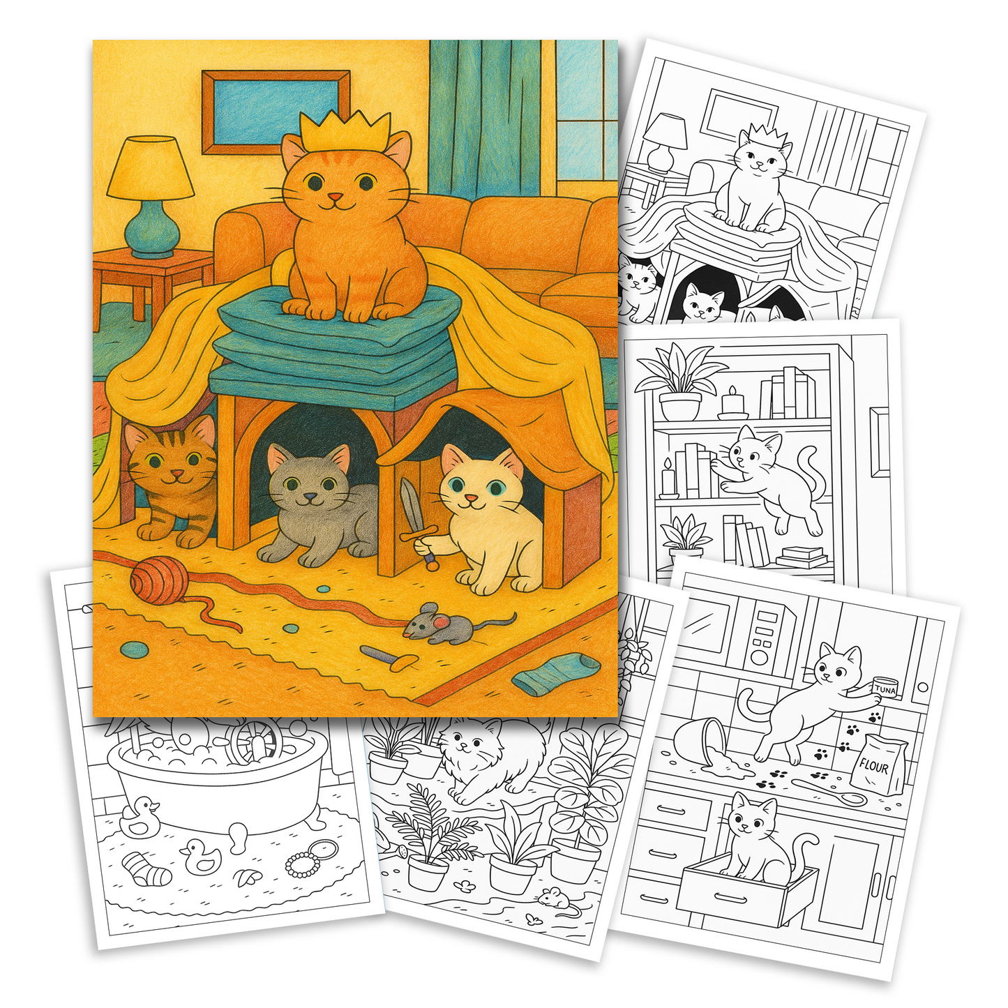 Indoor Cats’ Secret Adventures – A Whimsical Coloring Book for Cat Lovers