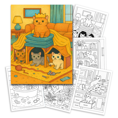 Indoor Cats’ Secret Adventures – A Whimsical Coloring Book for Cat Lovers
