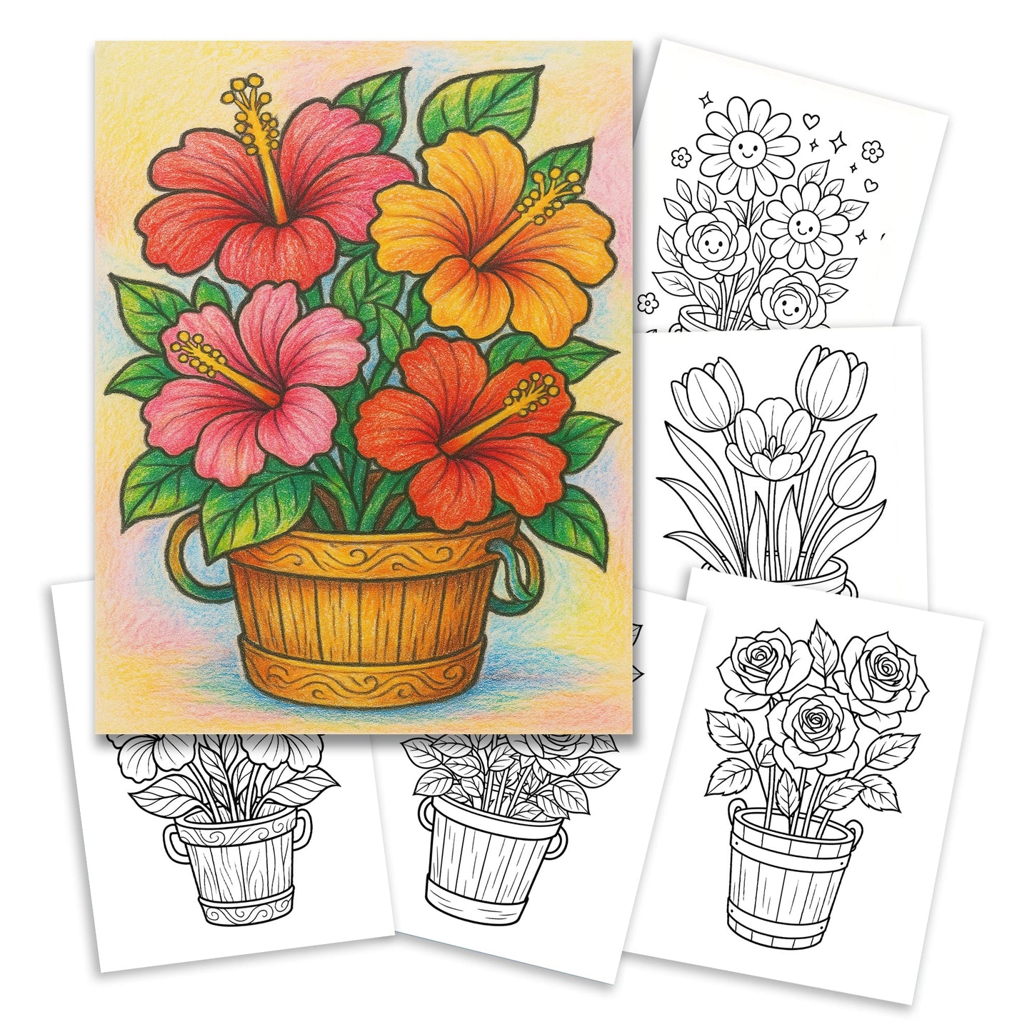 Flower Garden Coloring Book - A Relaxing Flower 48 Coloring Pages