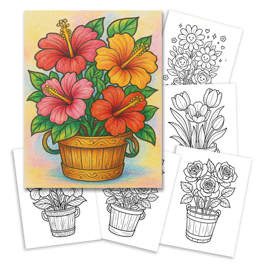 Flower Garden Coloring Book - A Relaxing Flower 48 Coloring Pages
