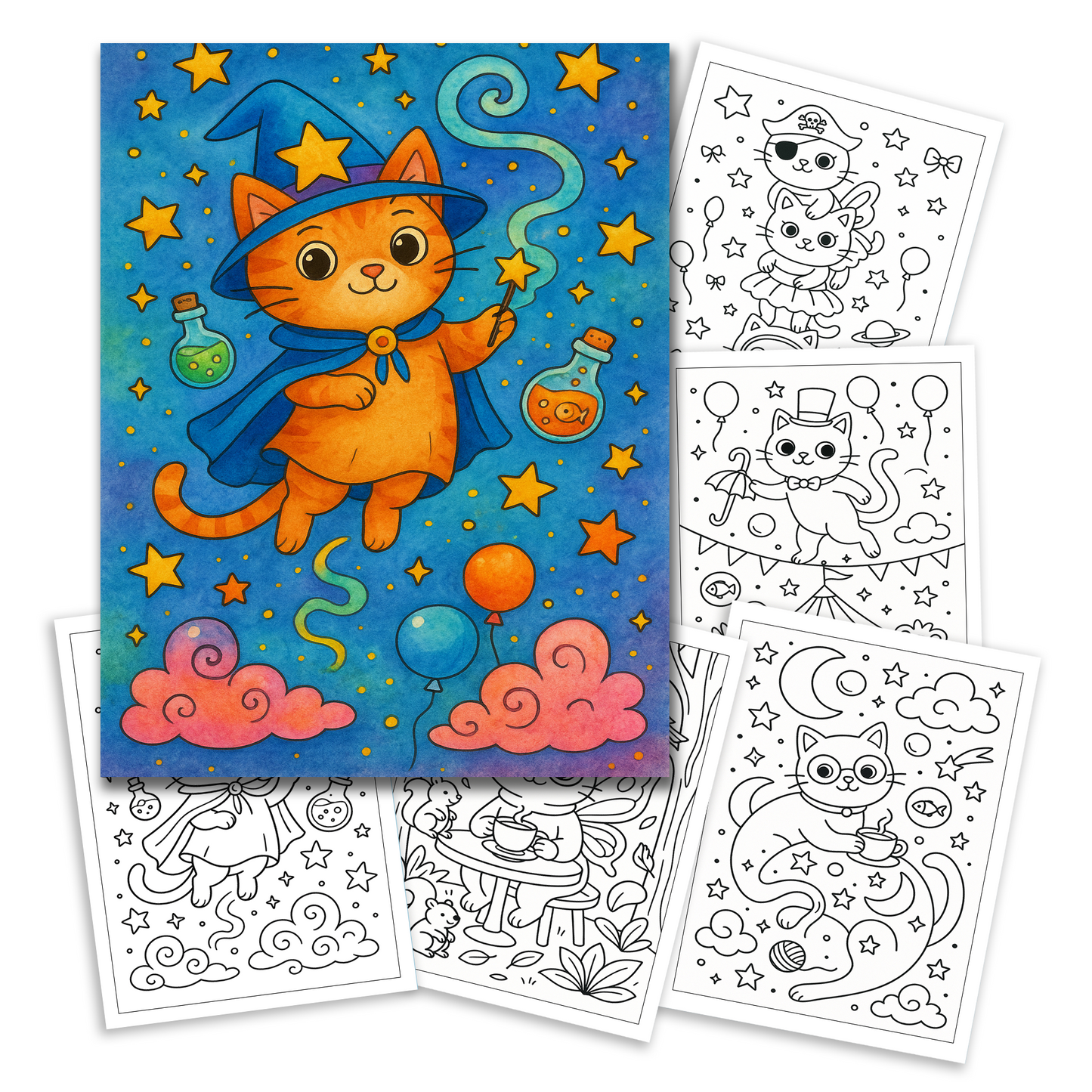 Whimsical Cat Coloring Book – Relaxing & Imaginative Artwork for All Ages