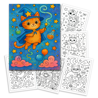 Whimsical Cat Coloring Book – Relaxing & Imaginative Artwork for All Ages