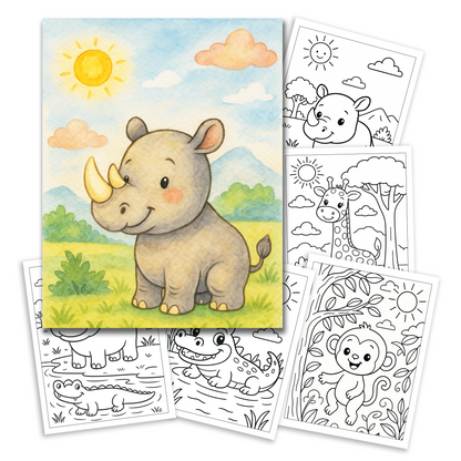 Animal Coloring Book - Cute Safari and Jungle Animals