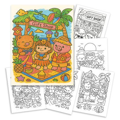 Cozy Hawaii Cute Vacation Coloring Book – 48 Coloring Pages for Kids and Adults