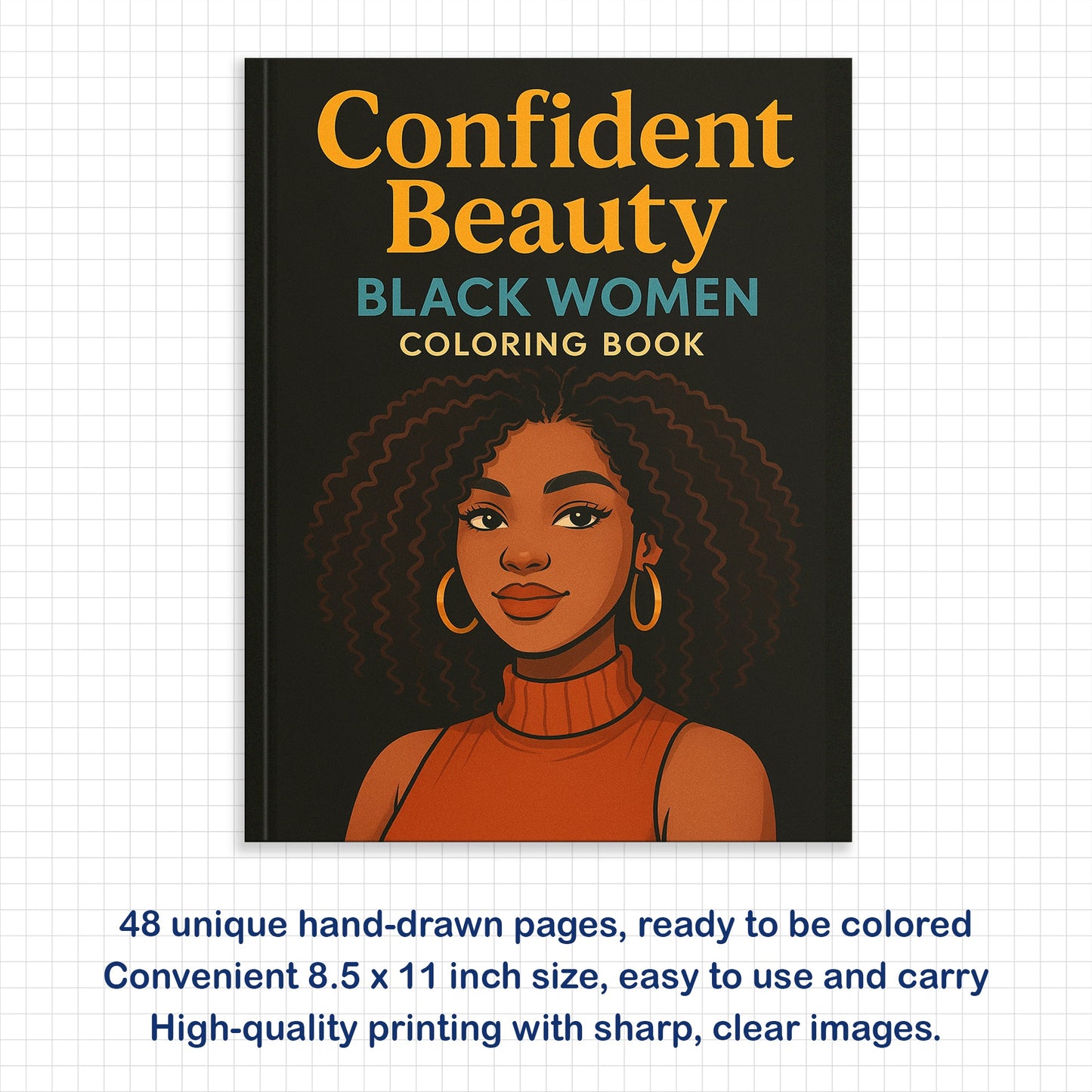 Confident Beauty Black Women Coloring Pages – 48 Pages – Bold, Empowering, Self-Love Portraits – For Adults