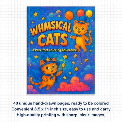 Whimsical Cat Coloring Book – Relaxing & Imaginative Artwork for All Ages