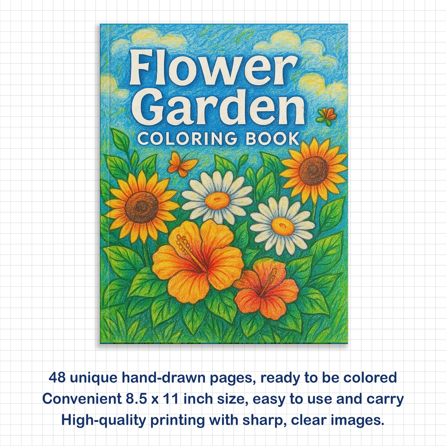 Flower Garden Coloring Book - A Relaxing Flower 48 Coloring Pages