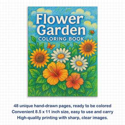 Flower Garden Coloring Book - A Relaxing Flower 48 Coloring Pages