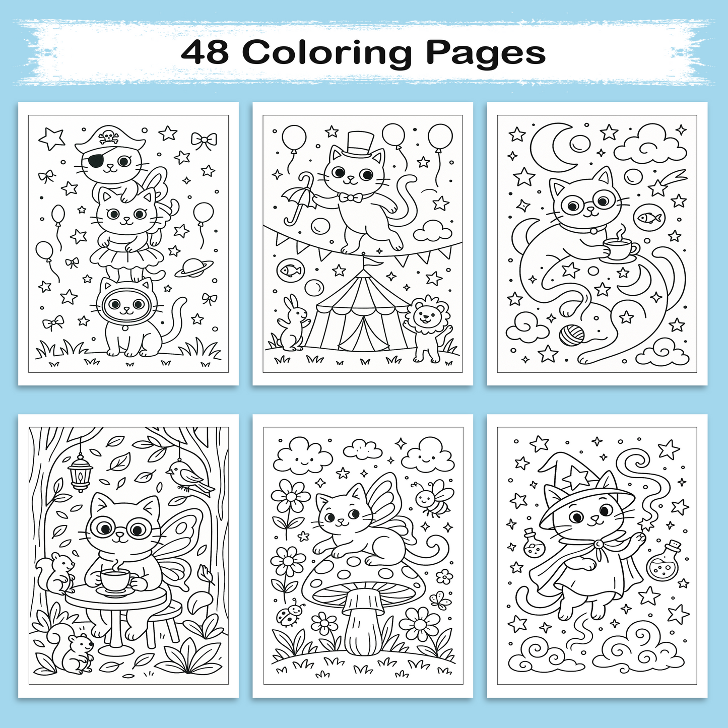 Whimsical Cat Coloring Book – Relaxing & Imaginative Artwork for All Ages