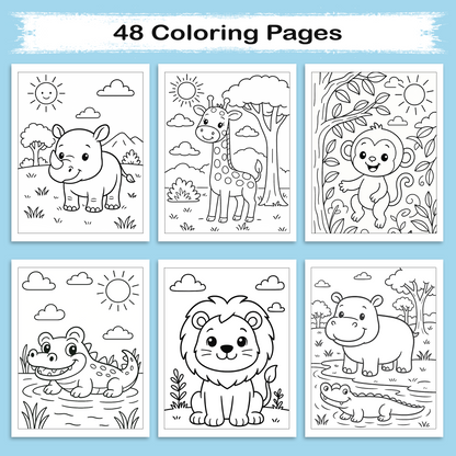 Animal Coloring Book - Cute Safari and Jungle Animals