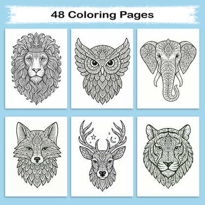 Forest Spirits Coloring Book - Animal Mandalas for Mindfulness and Relaxation