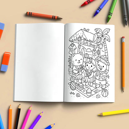 Cozy Hawaii Cute Vacation Coloring Book – 48 Coloring Pages for Kids and Adults