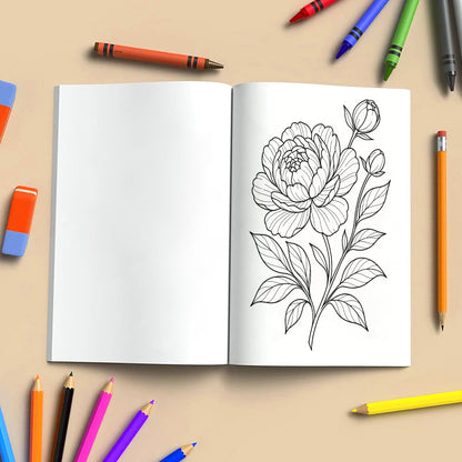 Bloom & Relax – A Relaxing Flower Coloring Book (48 Pages)