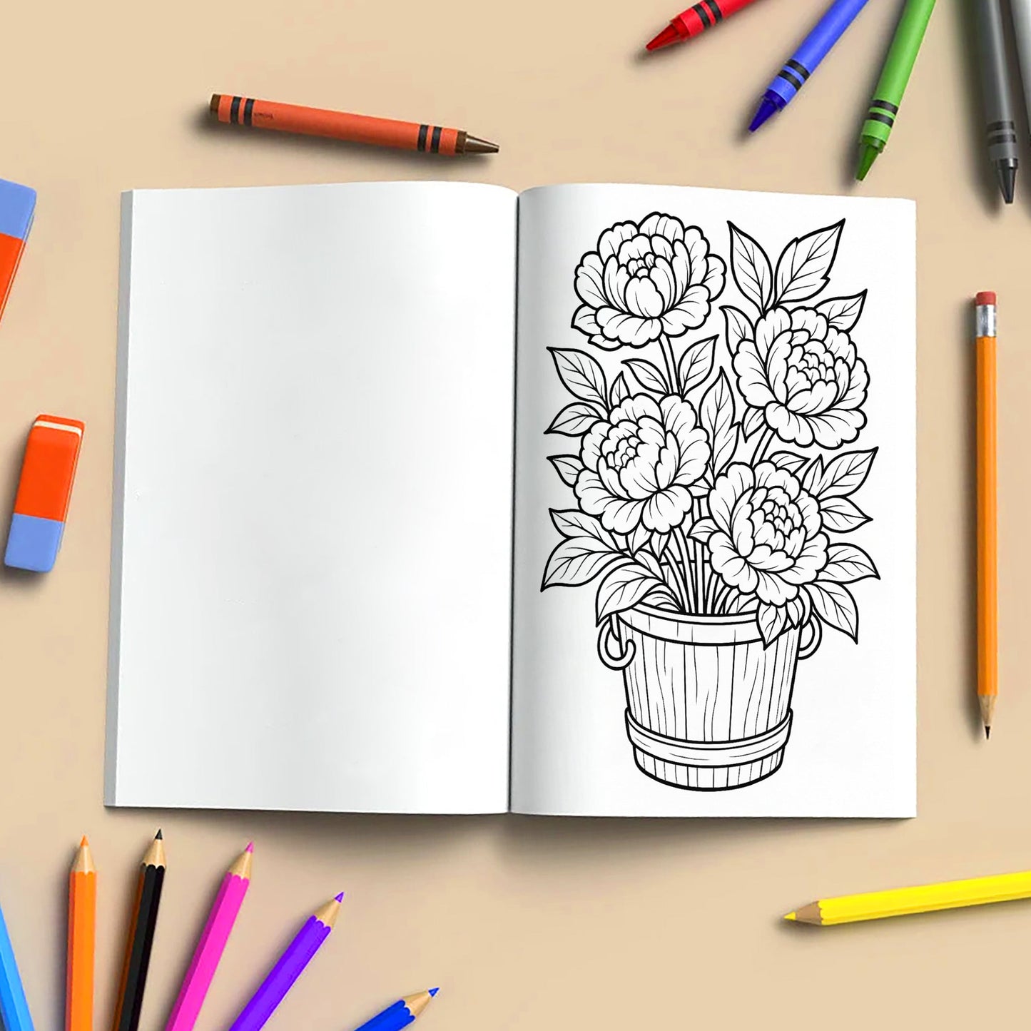 Flower Garden Coloring Book - A Relaxing Flower 48 Coloring Pages