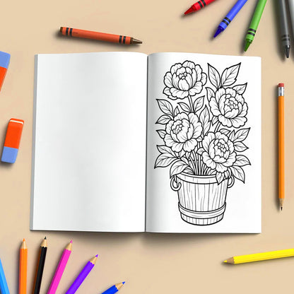Flower Garden Coloring Book - A Relaxing Flower 48 Coloring Pages