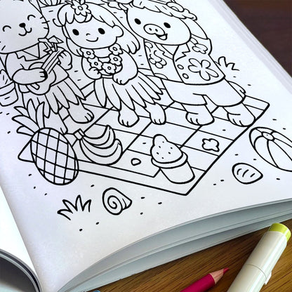 Cozy Hawaii Cute Vacation Coloring Book – 48 Coloring Pages for Kids and Adults