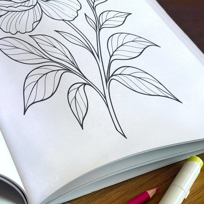 Bloom & Relax – A Relaxing Flower Coloring Book (48 Pages)