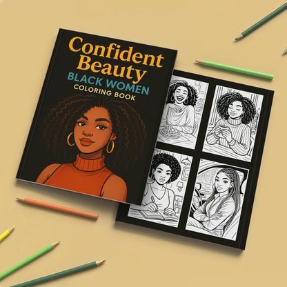 Confident Beauty Black Women Coloring Pages – 48 Pages – Bold, Empowering, Self-Love Portraits – For Adults