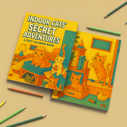 Indoor Cats’ Secret Adventures – A Whimsical Coloring Book for Cat Lovers