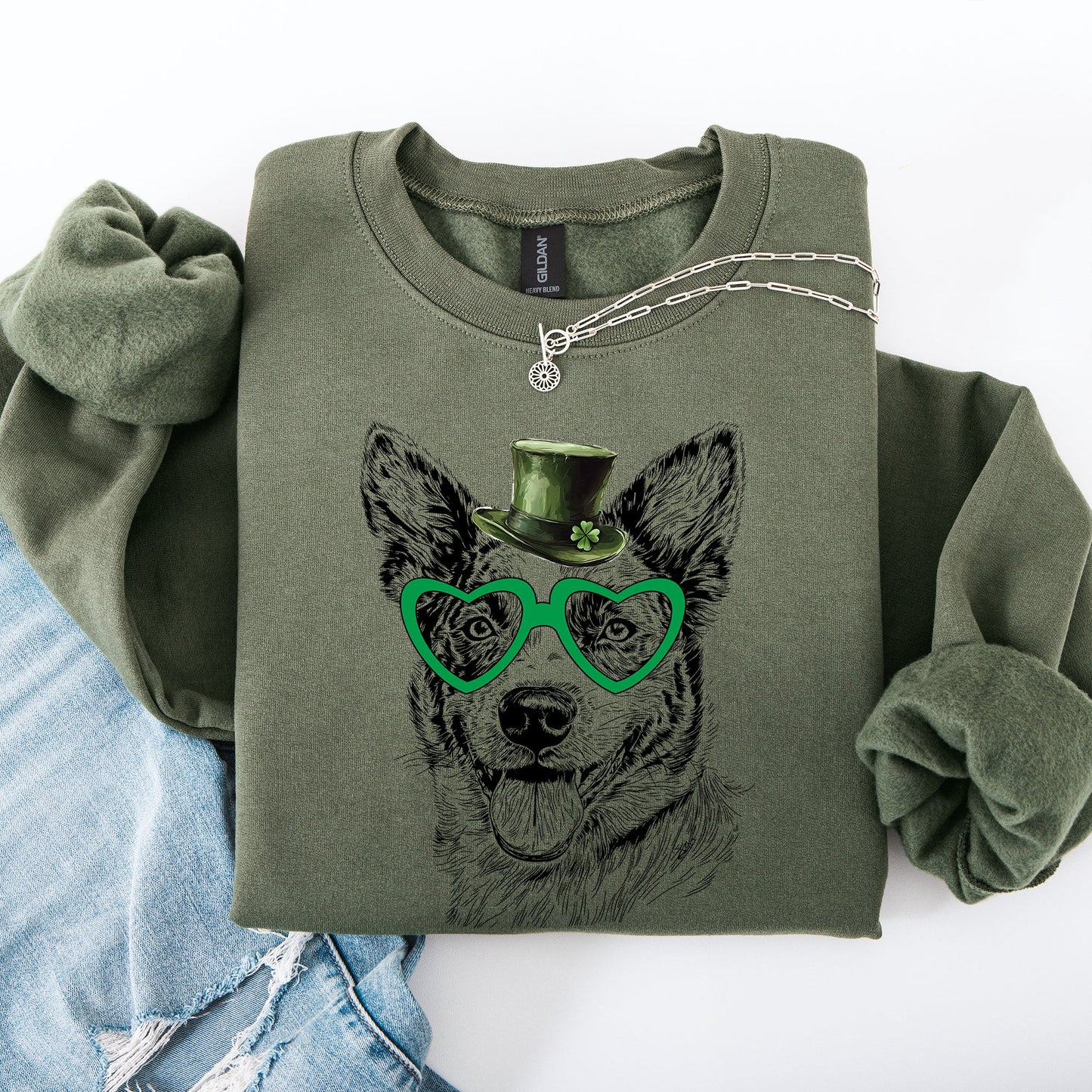 Australian Cattle, Blue Heeler, Adorable Dog, St Patrick's Day, Lucky, Irish Sweatshirt