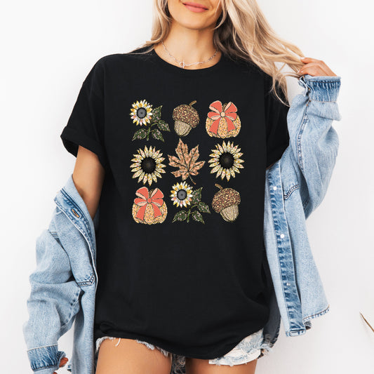 Autumn Floral, Sunflowers, Pumpkin, Fall, Tshirt