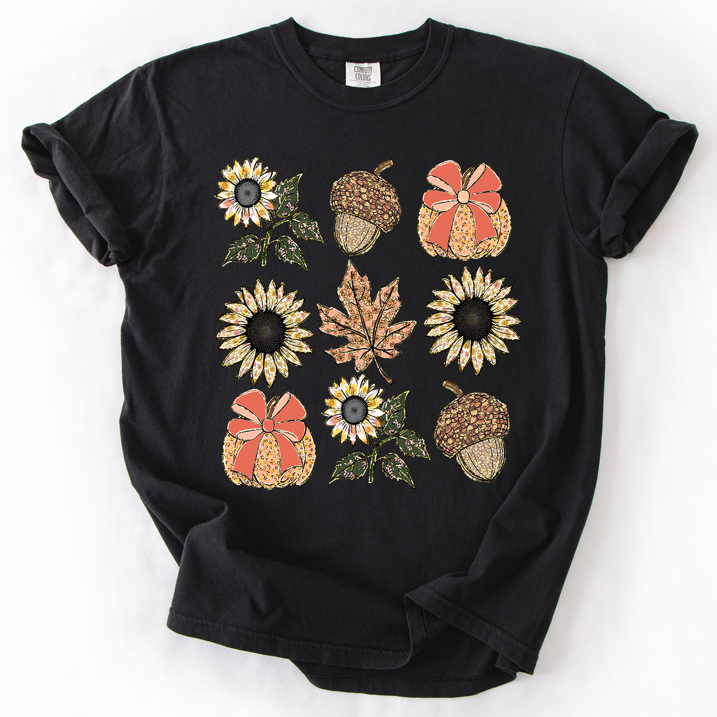 Autumn Floral, Sunflowers, Pumpkin, Fall, Comfort Colors T-Shirt