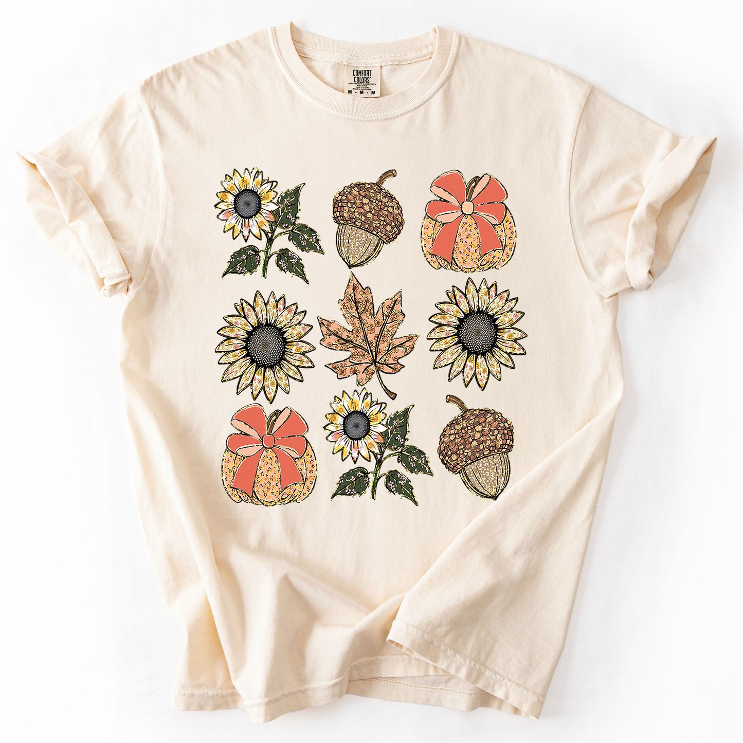 Autumn Floral, Sunflowers, Pumpkin, Fall, Comfort Colors T-Shirt