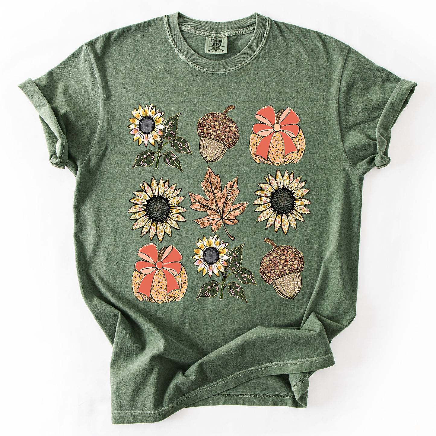 Autumn Floral, Sunflowers, Pumpkin, Fall, Comfort Colors T-Shirt
