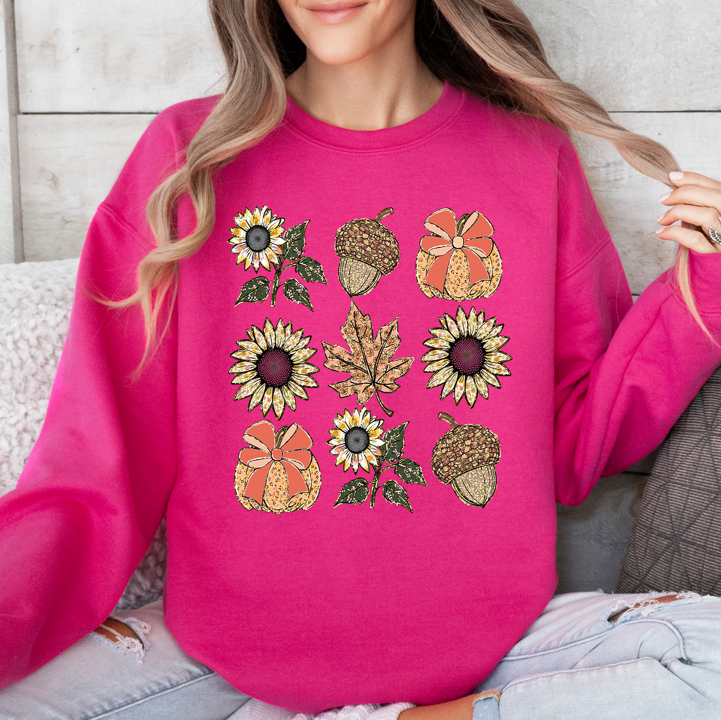 Autumn Floral, Sunflowers, Pumpkin, Fall Sweatshirt