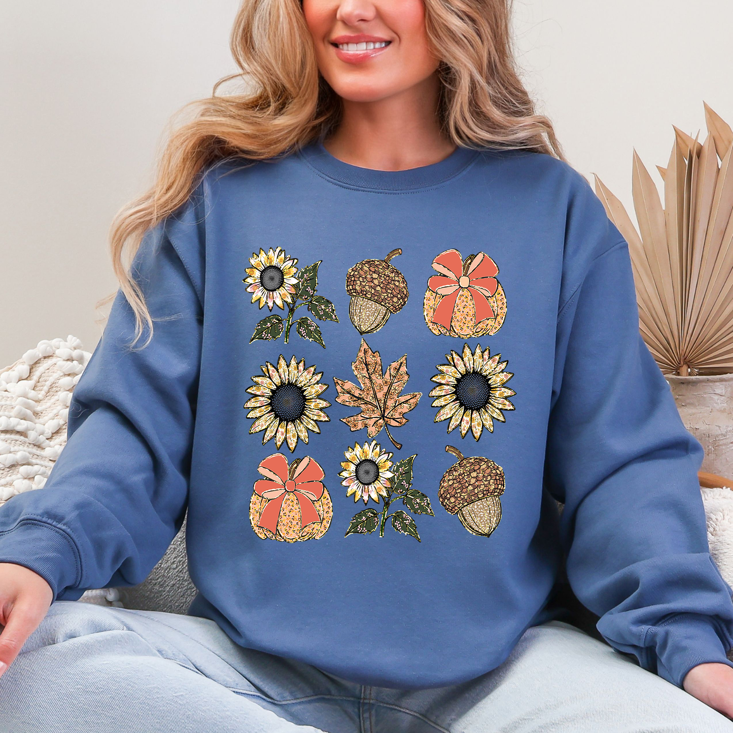Autumn Floral, Sunflowers, Pumpkin, Fall Sweatshirt