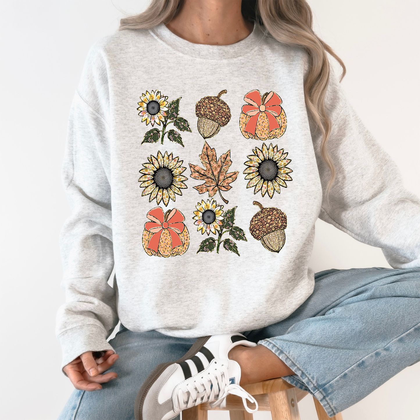 Autumn Floral, Sunflowers, Pumpkin, Fall Sweatshirt